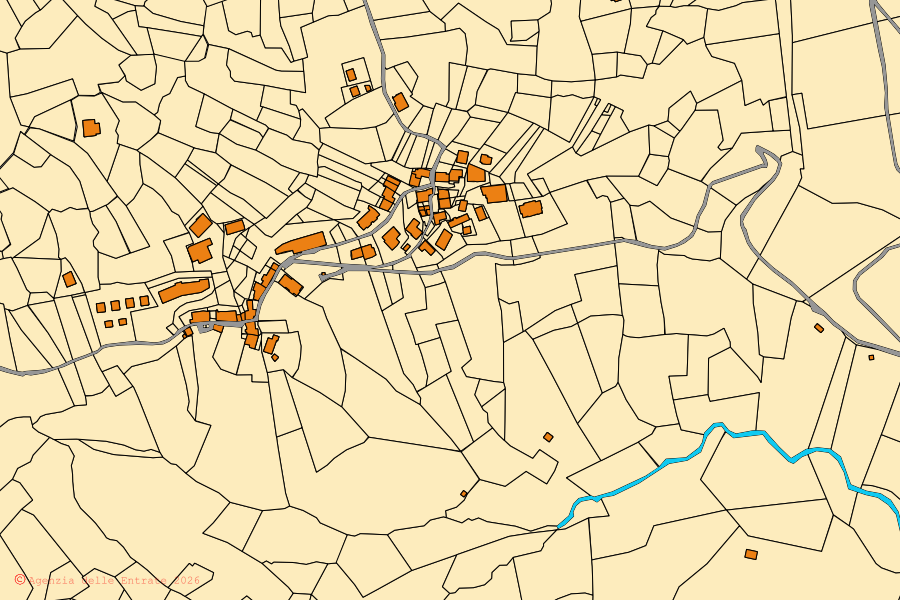 Mappa catastale del centro di Roburent: particelle e fabbricati, cartografia Agenzia delle Entrate