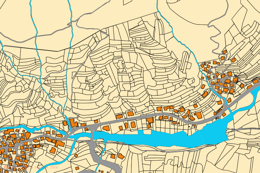 Mappa catastale del centro di Rocca Pietore: particelle e fabbricati, cartografia Agenzia delle Entrate