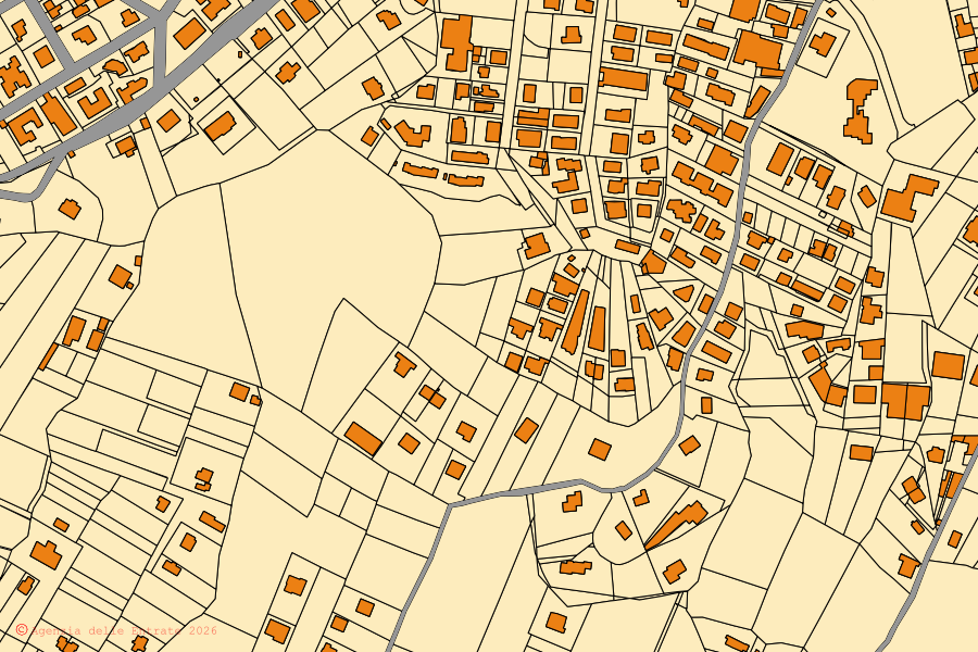 Mappa catastale del centro di Rocca Priora: particelle e fabbricati, cartografia Agenzia delle Entrate