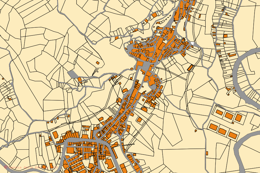 Mappa catastale del centro di Roccanova: particelle e fabbricati, cartografia Agenzia delle Entrate