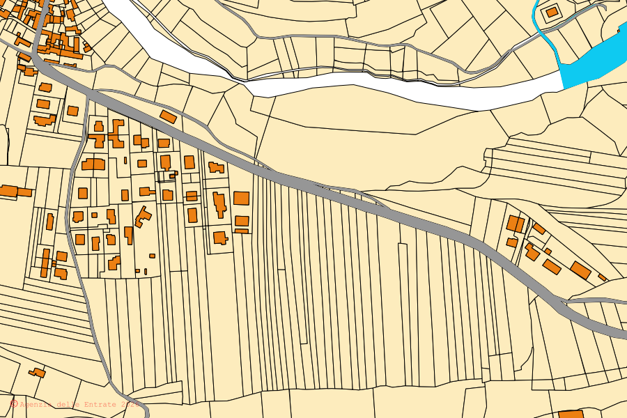 Mappa catastale del centro di Roccasparvera: particelle e fabbricati, cartografia Agenzia delle Entrate