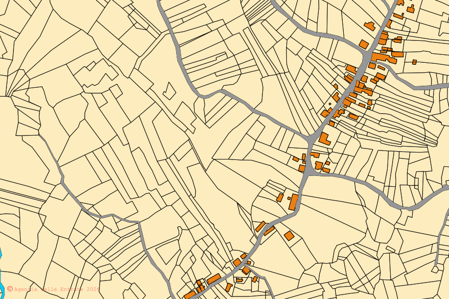 Mappa catastale del centro di Roccaspinalveti: particelle e fabbricati, cartografia Agenzia delle Entrate