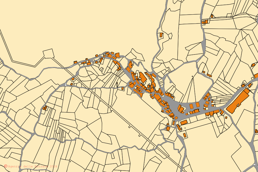 Mappa catastale del centro di Rocchetta a Volturno: particelle e fabbricati, cartografia Agenzia delle Entrate