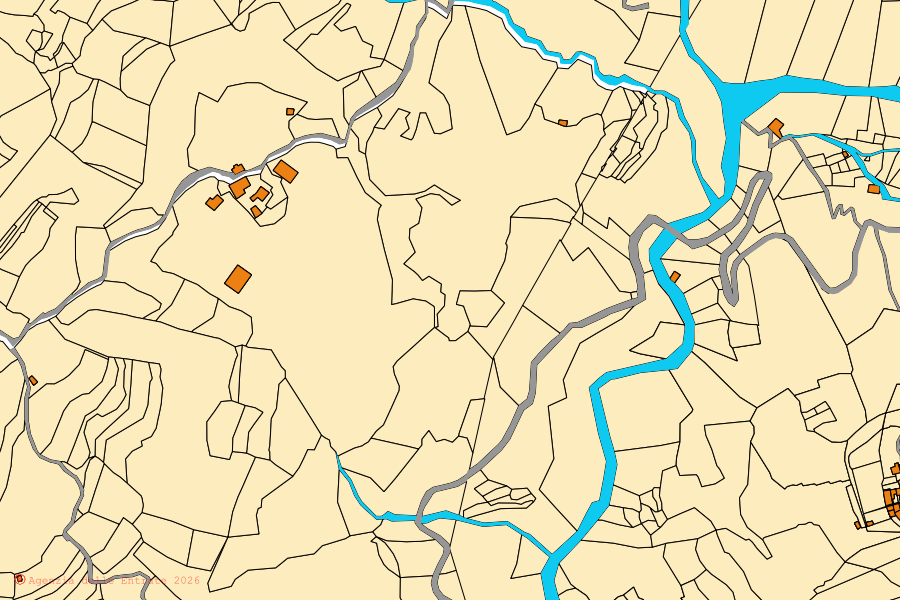 Mappa catastale del centro di Rocchetta di Vara: particelle e fabbricati, cartografia Agenzia delle Entrate