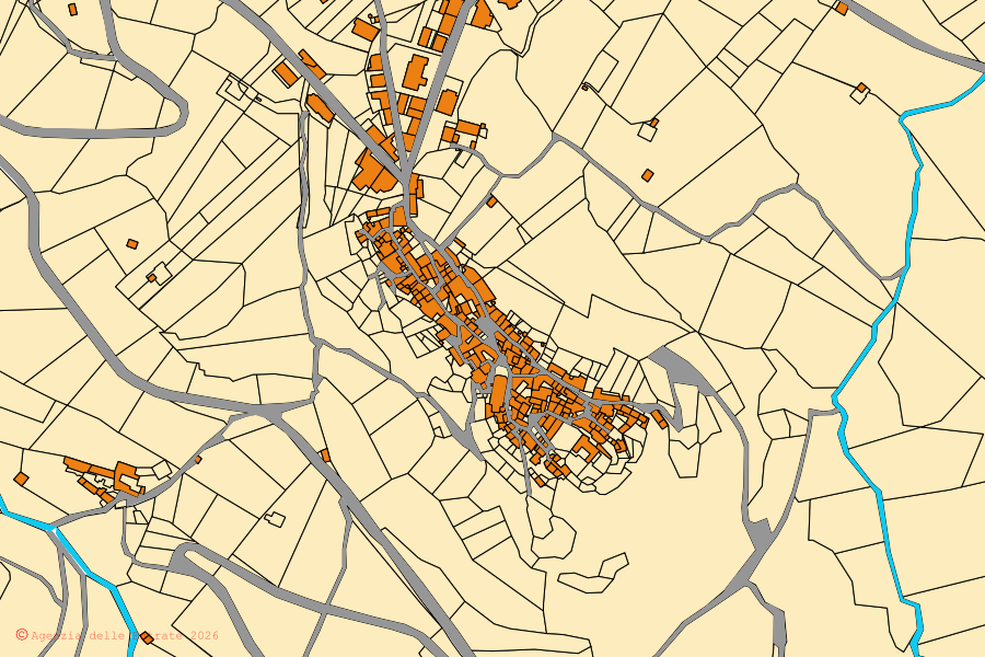 Mappa catastale del centro di Rocchetta e Croce: particelle e fabbricati, cartografia Agenzia delle Entrate