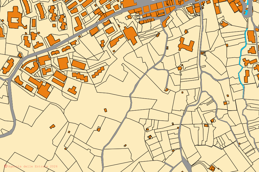 Mappa catastale del centro di Rodi Garganico: particelle e fabbricati, cartografia Agenzia delle Entrate