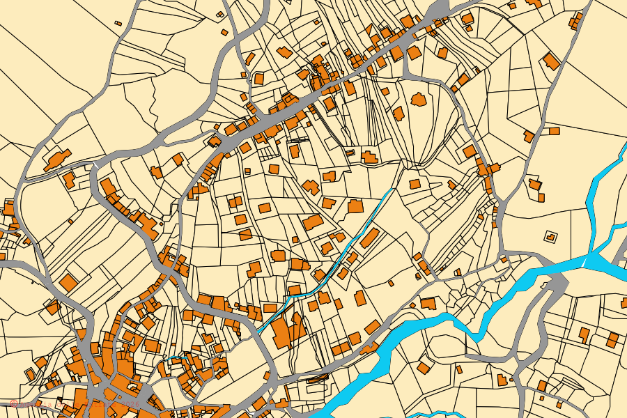 Mappa catastale del centro di Rofrano: particelle e fabbricati, cartografia Agenzia delle Entrate