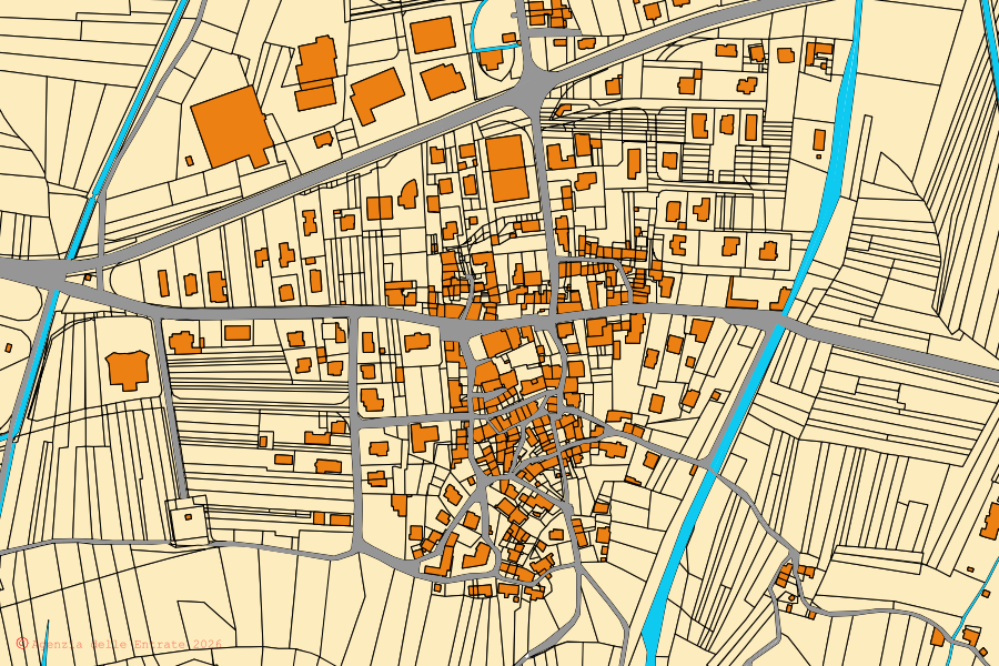 Mappa catastale del centro di Rogolo: particelle e fabbricati, cartografia Agenzia delle Entrate