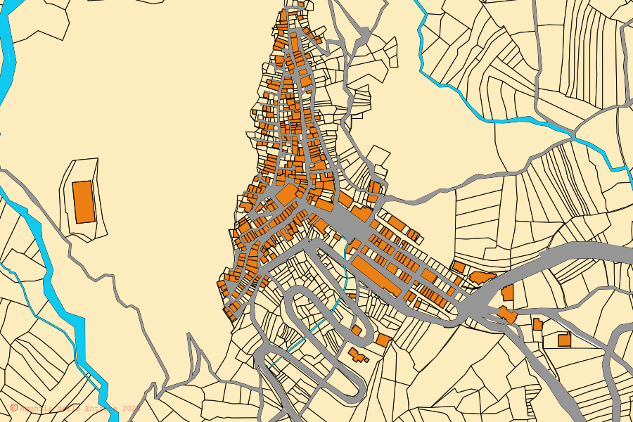 Mappa catastale del centro di Roio del Sangro: particelle e fabbricati, cartografia Agenzia delle Entrate