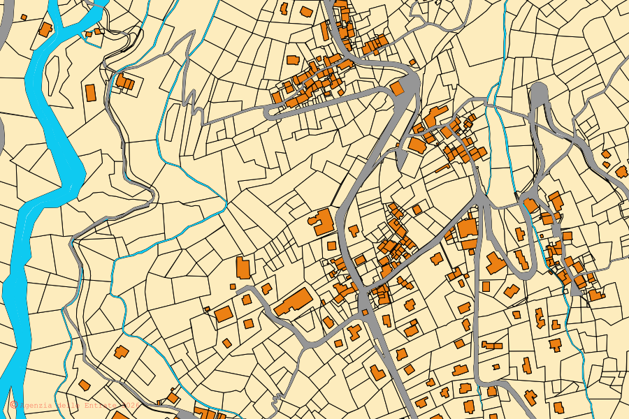 Mappa catastale del centro di Roisan: particelle e fabbricati, cartografia Agenzia delle Entrate