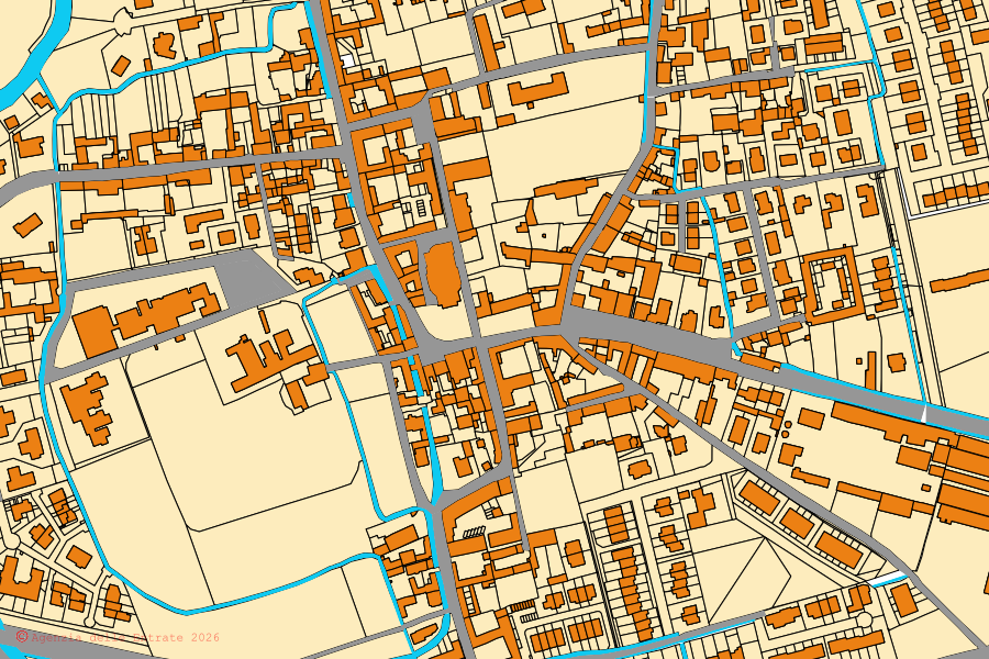 Mappa catastale del centro di Romanengo: particelle e fabbricati, cartografia Agenzia delle Entrate