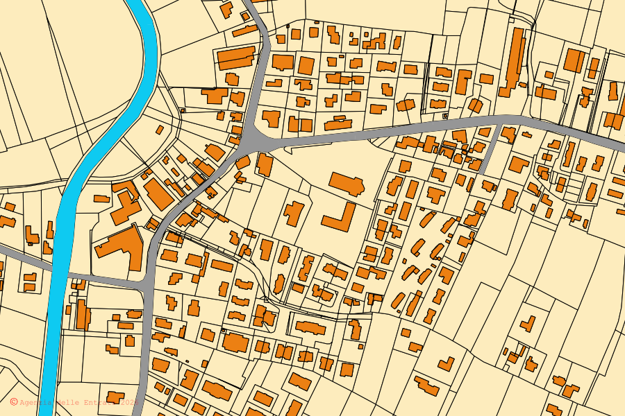 Mappa catastale del centro di Roncade: particelle e fabbricati, cartografia Agenzia delle Entrate