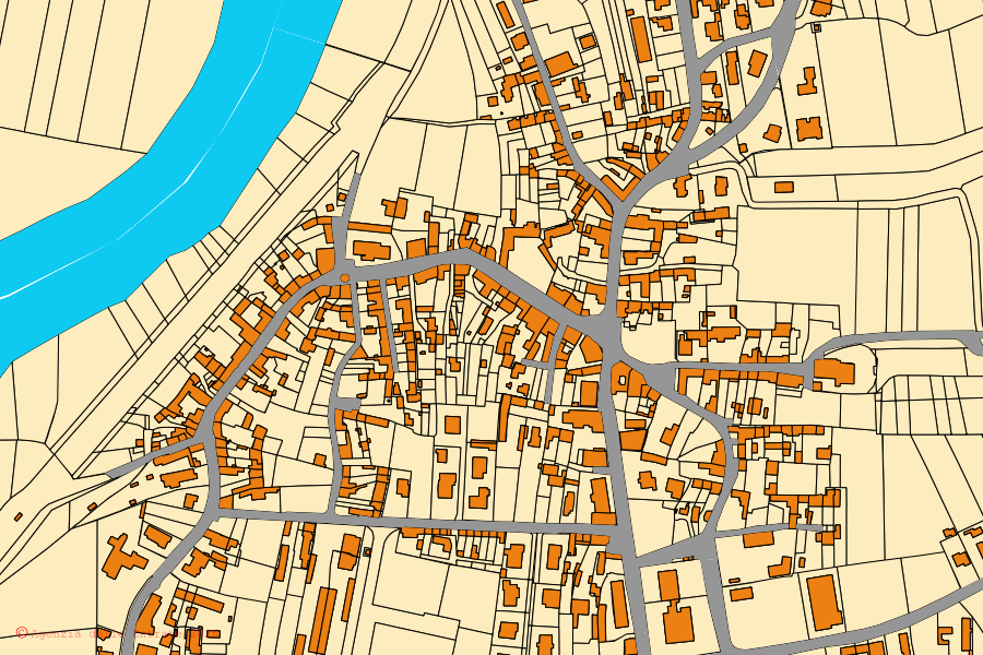 Mappa catastale del centro di Ronchis: particelle e fabbricati, cartografia Agenzia delle Entrate