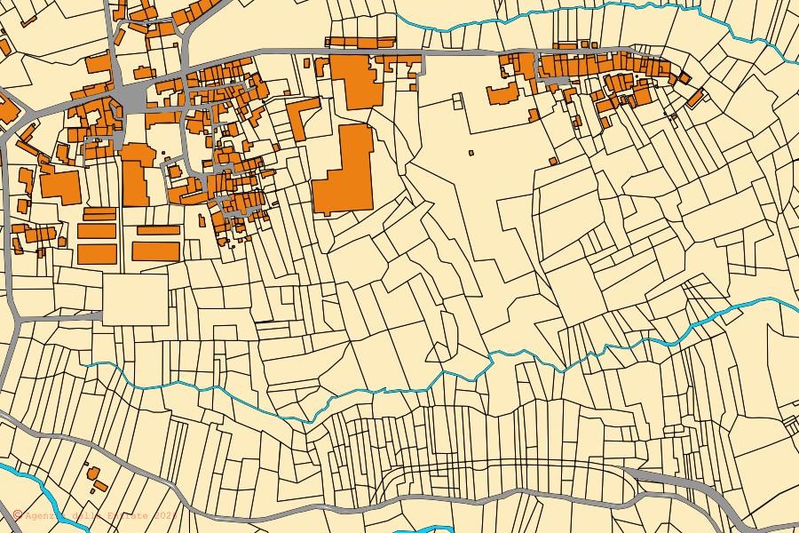 Mappa catastale del centro di Ronco Biellese: particelle e fabbricati, cartografia Agenzia delle Entrate
