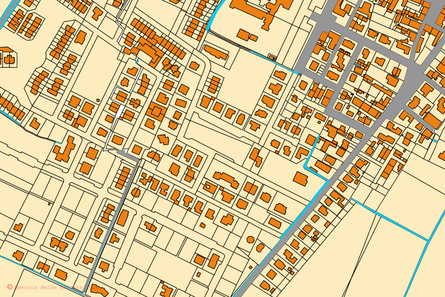 Mappa catastale del centro di Roncoferraro: particelle e fabbricati, cartografia Agenzia delle Entrate