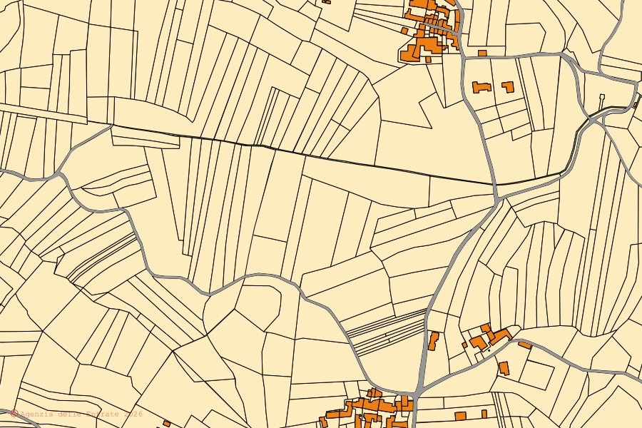 Mappa catastale del centro di Roppolo: particelle e fabbricati, cartografia Agenzia delle Entrate