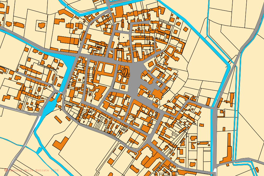 Mappa catastale del centro di Rosasco: particelle e fabbricati, cartografia Agenzia delle Entrate