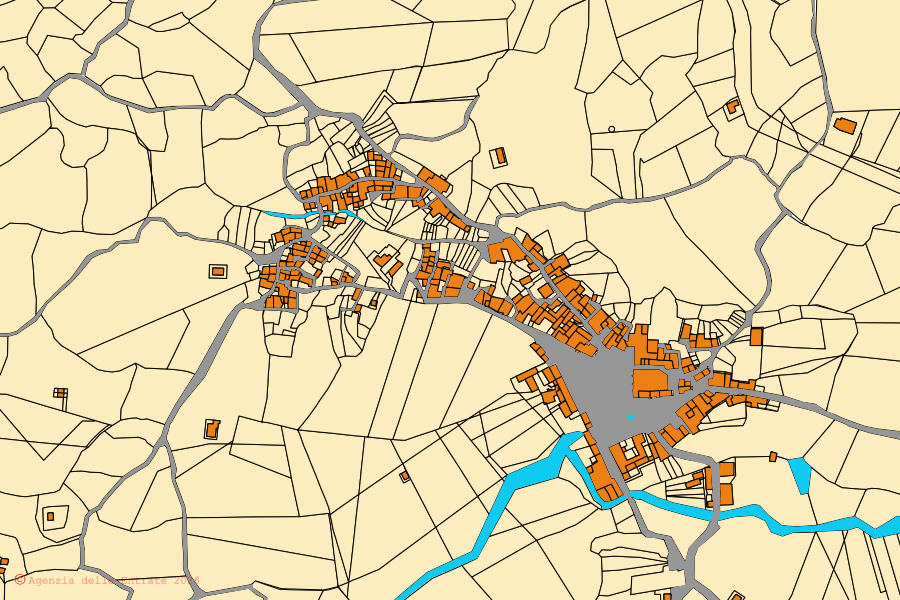 Mappa catastale del centro di Roscigno: particelle e fabbricati, cartografia Agenzia delle Entrate