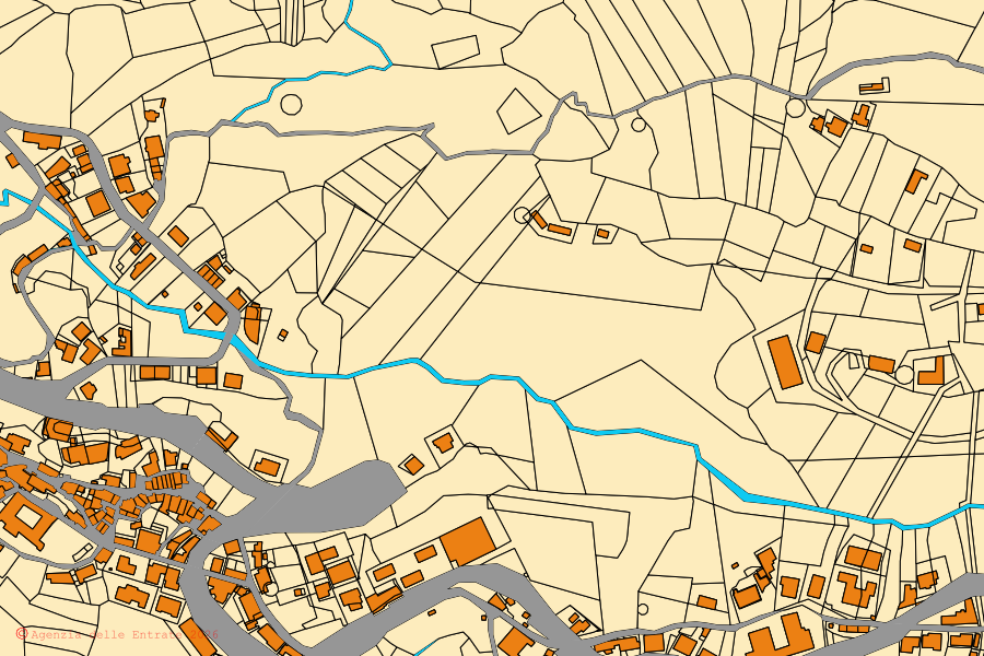 Mappa catastale del centro di Rose: particelle e fabbricati, cartografia Agenzia delle Entrate