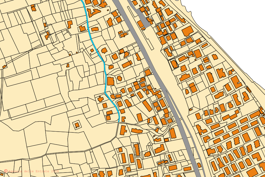 Mappa catastale del centro di Roseto Capo Spulico: particelle e fabbricati, cartografia Agenzia delle Entrate