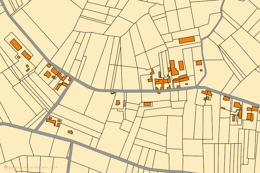 Mappa catastale del centro di Rosignano Monferrato: particelle e fabbricati, cartografia Agenzia delle Entrate