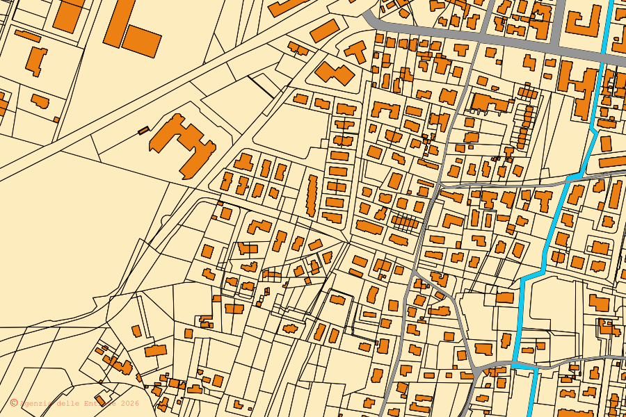 Mappa catastale del centro di Rosolina: particelle e fabbricati, cartografia Agenzia delle Entrate