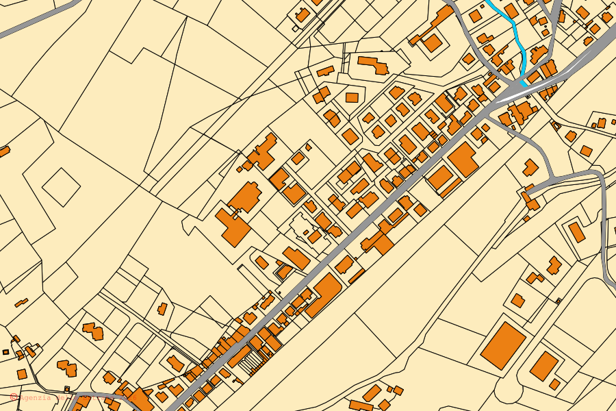 Mappa catastale del centro di Rosora: particelle e fabbricati, cartografia Agenzia delle Entrate