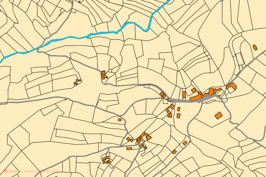 Mappa catastale del centro di Rossana: particelle e fabbricati, cartografia Agenzia delle Entrate