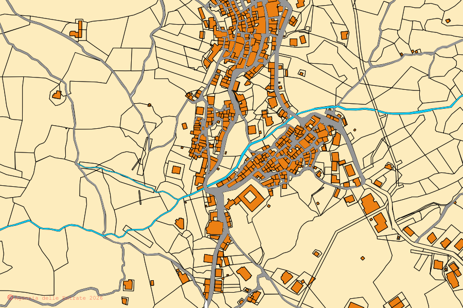 Mappa catastale del centro di Rota Greca: particelle e fabbricati, cartografia Agenzia delle Entrate