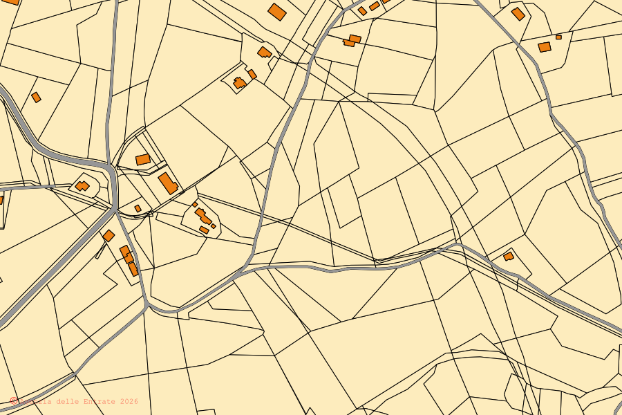 Mappa catastale del centro di Rotella: particelle e fabbricati, cartografia Agenzia delle Entrate