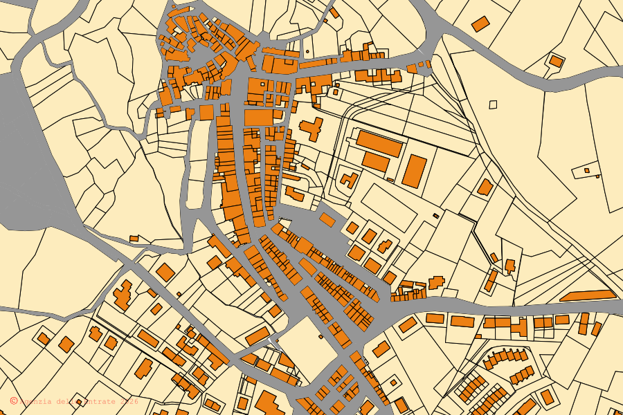 Mappa catastale del centro di Rotello: particelle e fabbricati, cartografia Agenzia delle Entrate
