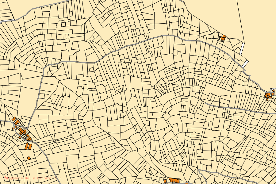 Mappa catastale del centro di Roure: particelle e fabbricati, cartografia Agenzia delle Entrate