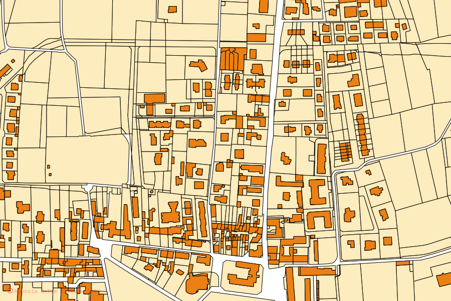 Mappa catastale del centro di Rovellasca: particelle e fabbricati, cartografia Agenzia delle Entrate