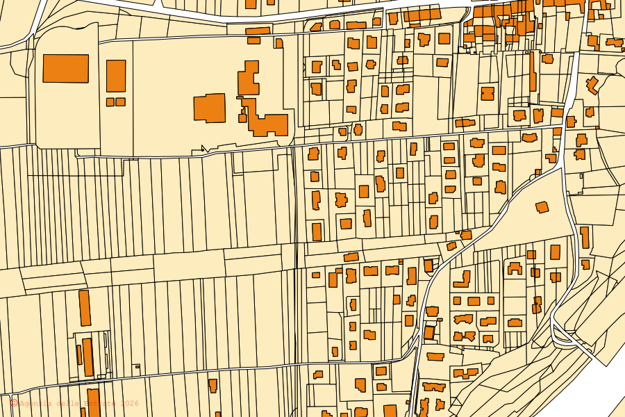 Mappa catastale del centro di Rovetta: particelle e fabbricati, cartografia Agenzia delle Entrate
