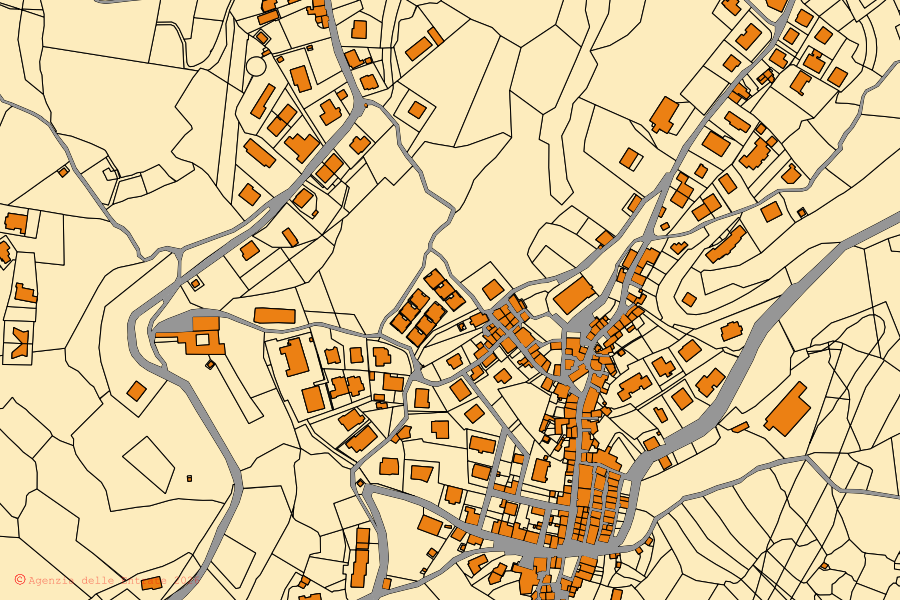 Mappa catastale del centro di Rovito: particelle e fabbricati, cartografia Agenzia delle Entrate
