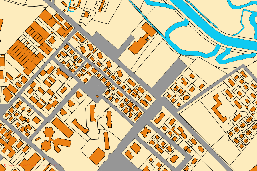 Mappa catastale del centro di Rozzano: particelle e fabbricati, cartografia Agenzia delle Entrate