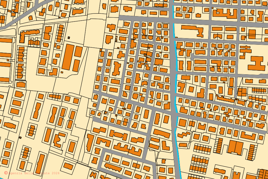 Mappa catastale del centro di Rubiera: particelle e fabbricati, cartografia Agenzia delle Entrate