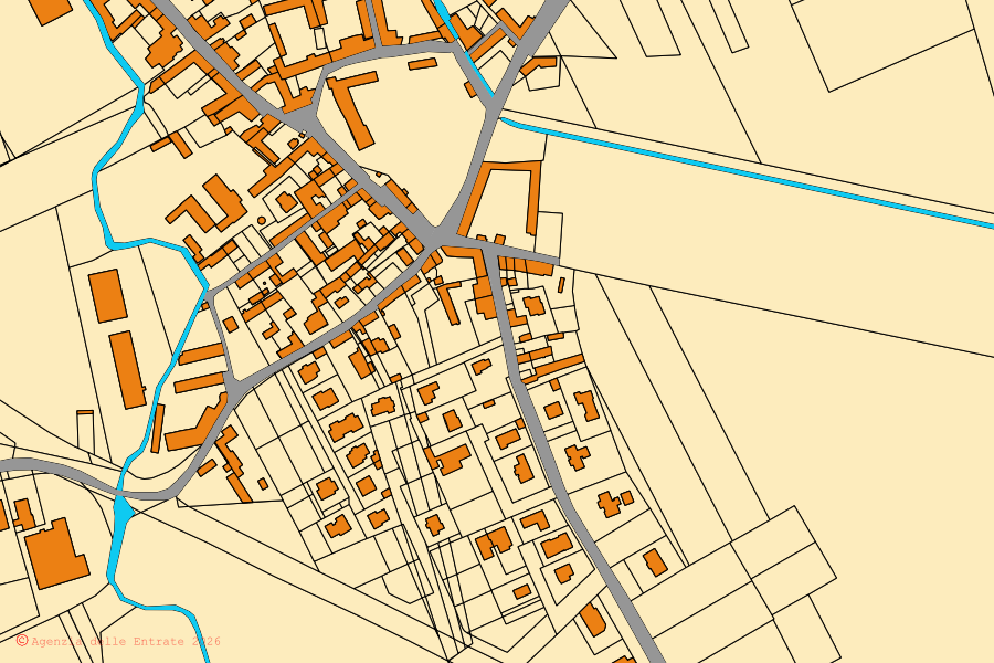 Mappa catastale del centro di Ruffia: particelle e fabbricati, cartografia Agenzia delle Entrate