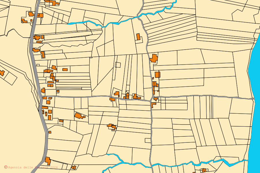 Mappa catastale del centro di Ruviano: particelle e fabbricati, cartografia Agenzia delle Entrate