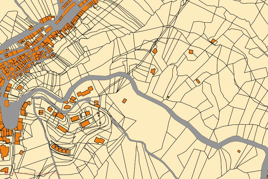 Mappa catastale del centro di Ruvo del Monte: particelle e fabbricati, cartografia Agenzia delle Entrate