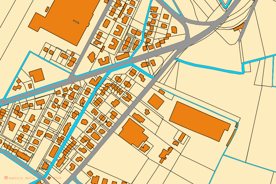 Mappa catastale del centro di Sabbioneta: particelle e fabbricati, cartografia Agenzia delle Entrate
