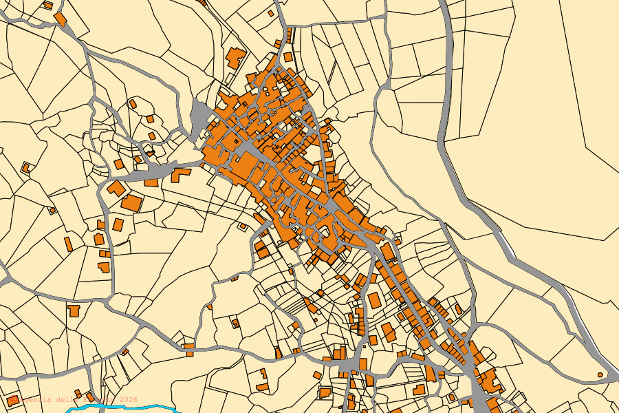 Mappa catastale del centro di Sacco: particelle e fabbricati, cartografia Agenzia delle Entrate