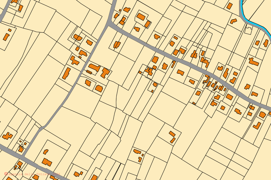 Mappa catastale del centro di Saccolongo: particelle e fabbricati, cartografia Agenzia delle Entrate