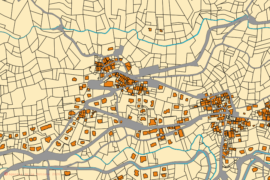 Mappa catastale del centro di Saint-Christophe: particelle e fabbricati, cartografia Agenzia delle Entrate