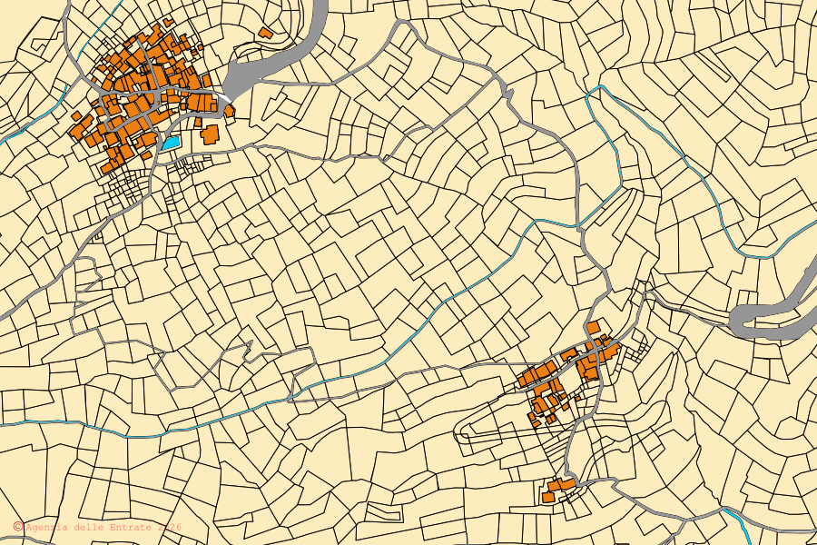 Mappa catastale del centro di Saint-Nicolas: particelle e fabbricati, cartografia Agenzia delle Entrate