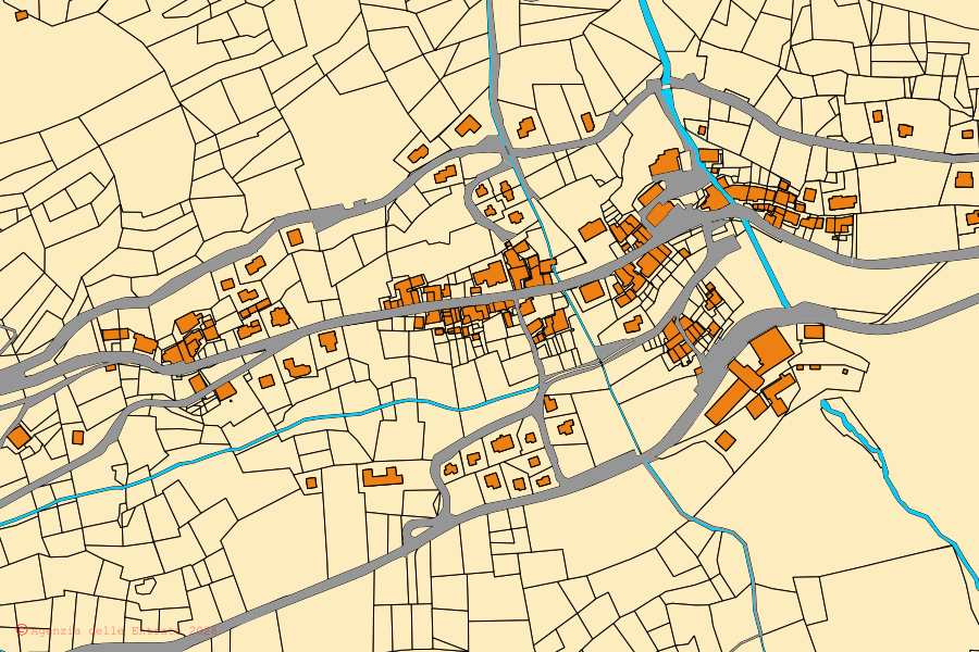 Mappa catastale del centro di Saint-Oyen: particelle e fabbricati, cartografia Agenzia delle Entrate