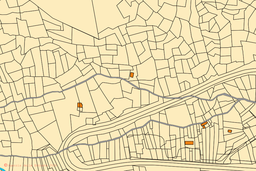 Mappa catastale del centro di Saint-Rhémy-en-Bosses: particelle e fabbricati, cartografia Agenzia delle Entrate
