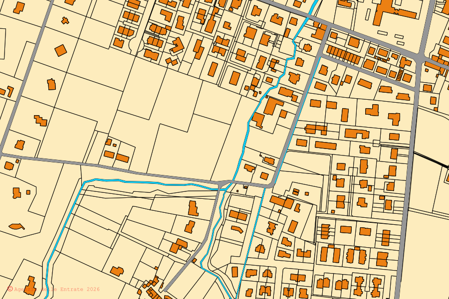 Mappa catastale del centro di Sala Baganza: particelle e fabbricati, cartografia Agenzia delle Entrate