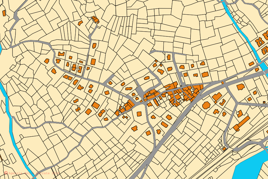 Mappa catastale del centro di Salbertrand: particelle e fabbricati, cartografia Agenzia delle Entrate