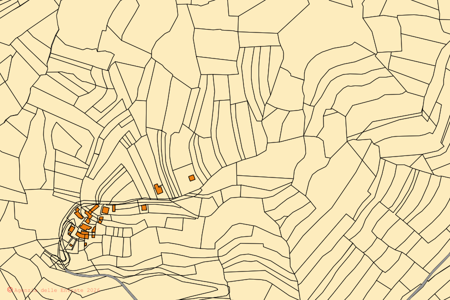 Mappa catastale del centro di Sale delle Langhe: particelle e fabbricati, cartografia Agenzia delle Entrate